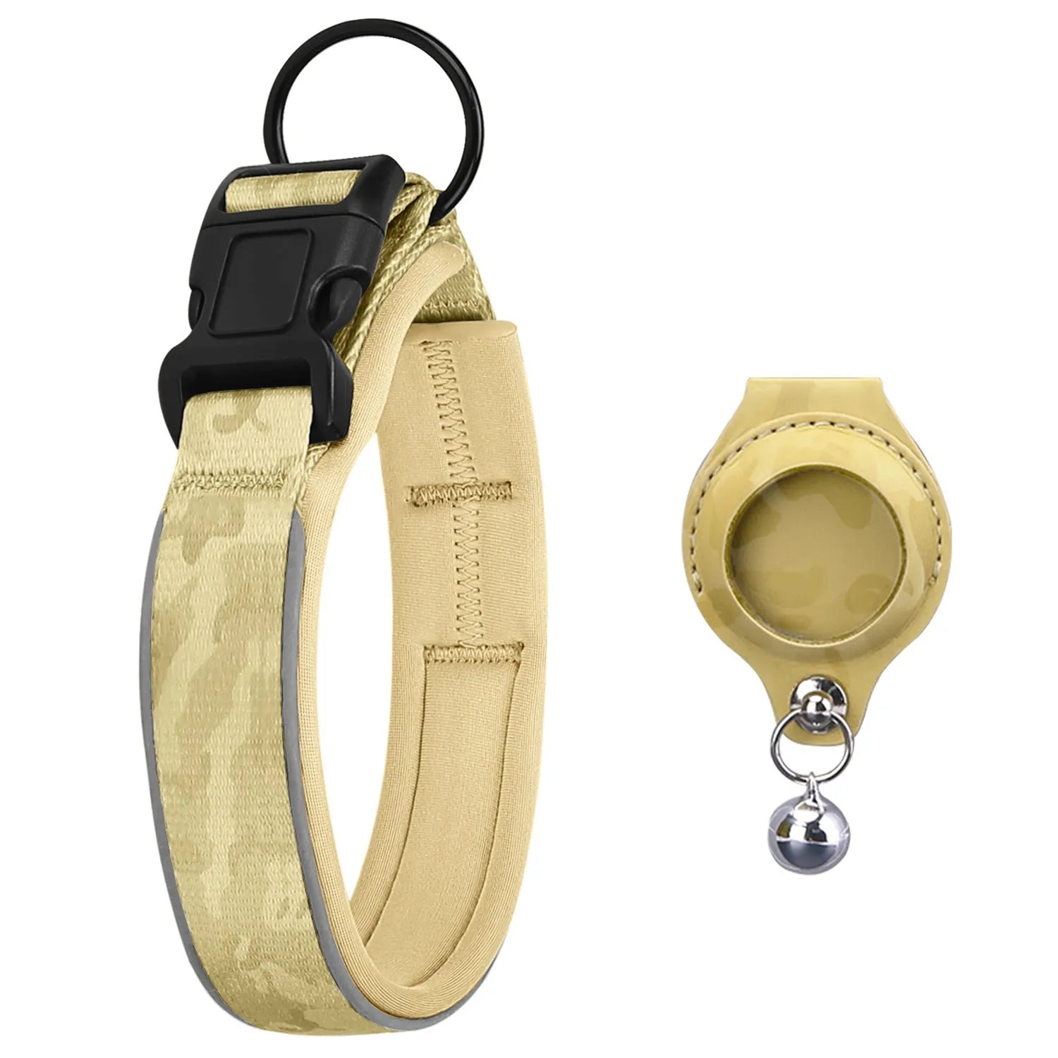 Nylon pet collar with AirTag leather-style protective case for dogs and cats, multiple colour options