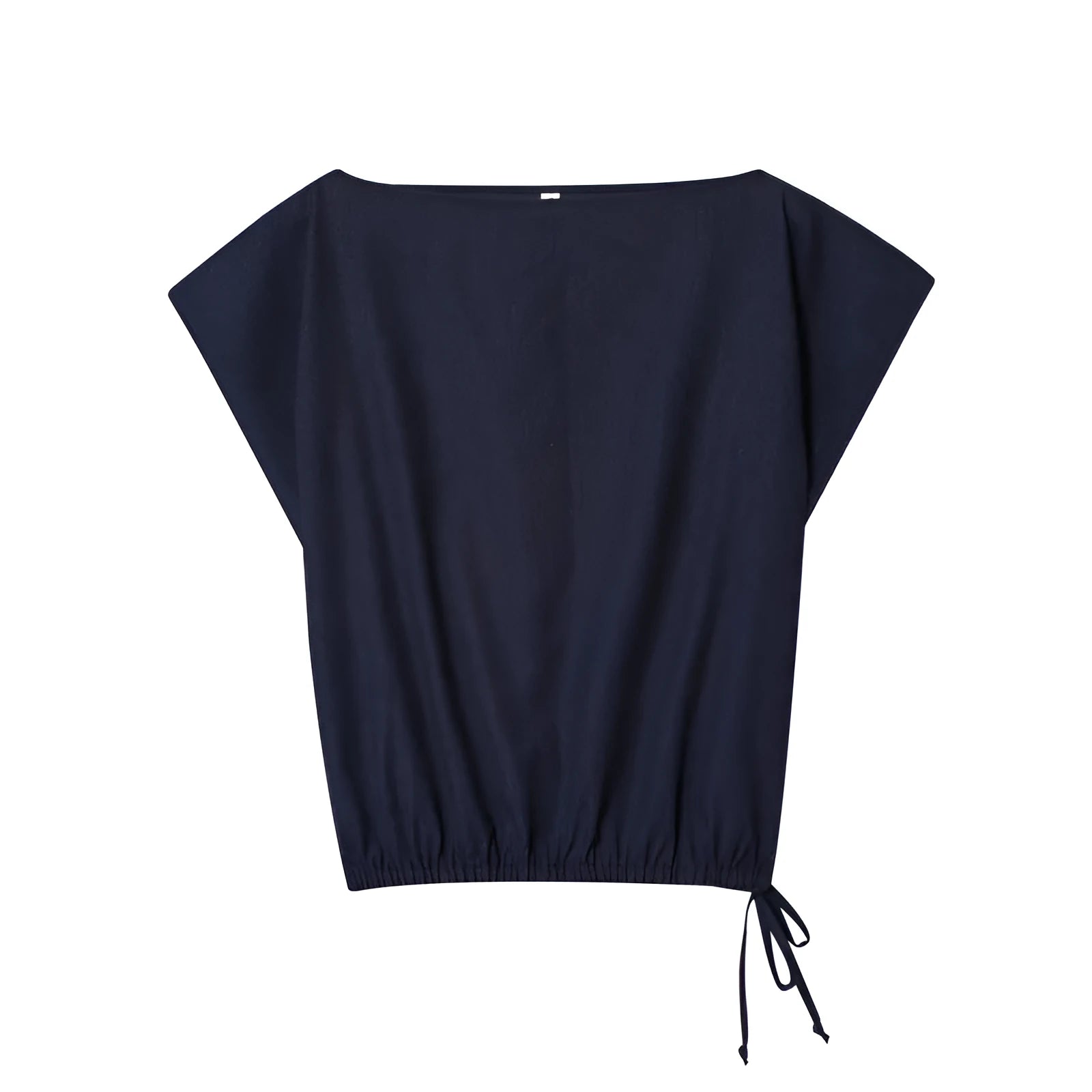 Women's linen-style shirt with flounced sleeves and matching wide-leg trousers co-ord set.