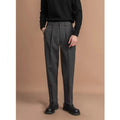 Men's straight-leg trousers in polyester fabric available in multiple colours with business casual styling