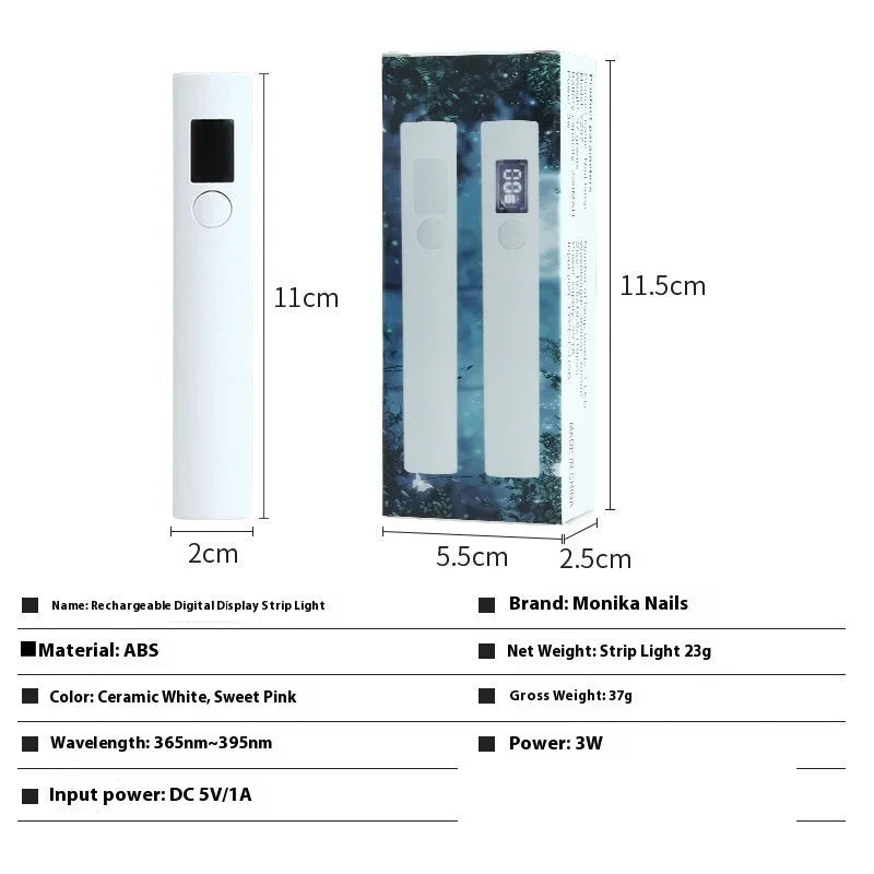 Hot Lamp MINI-Z07 rechargeable handheld in-line LED nail lamp with digital display in white