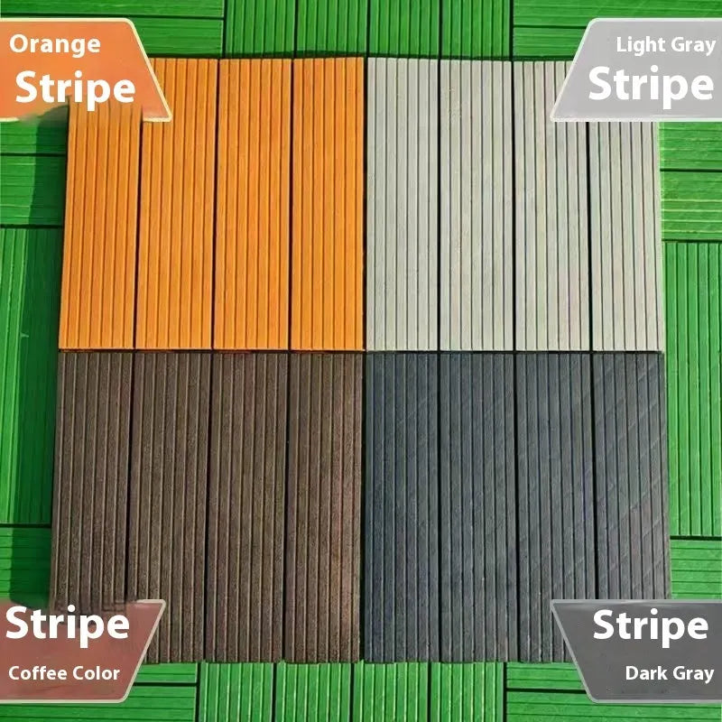 Wood grain plastic floor tile measuring 300x300mm, showing non-slip surface texture