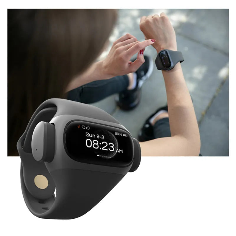 W20PRO Grey wrist wear true wireless Bluetooth headset with 1.2 inch screen and silicone wristband