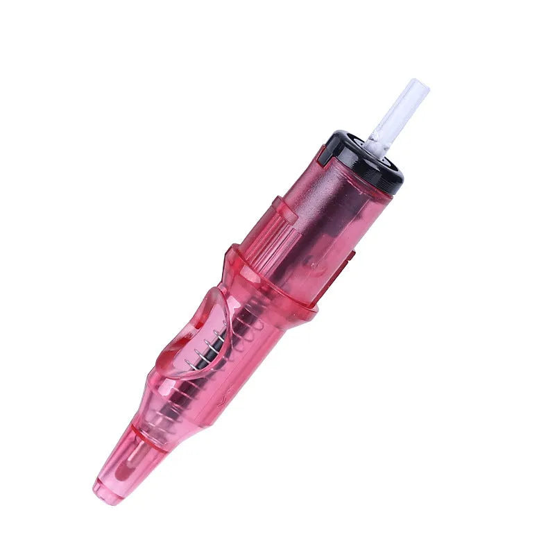 Tattoo drawing pen with needle system in multiple colours for line work and colour application