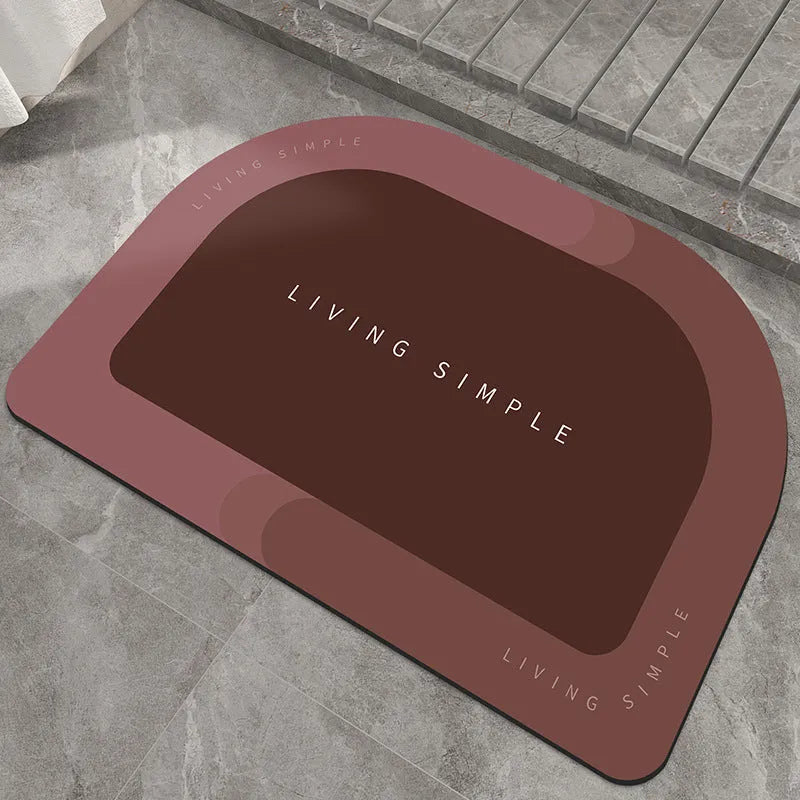 Super absorbent oval bath mat in grey with non-slip rubber bottom, 40x60cm