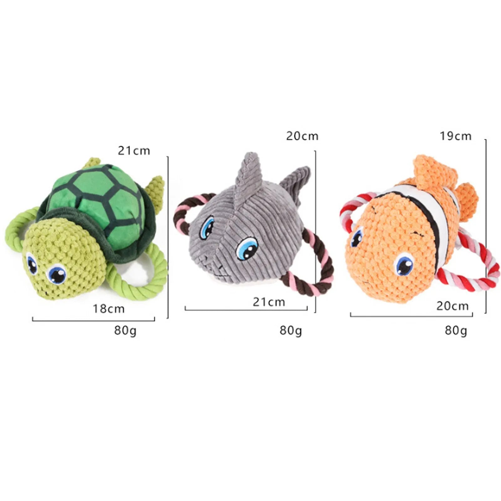 Grey turtle-shaped plush dog toy with green knotted rope limbs for chewing