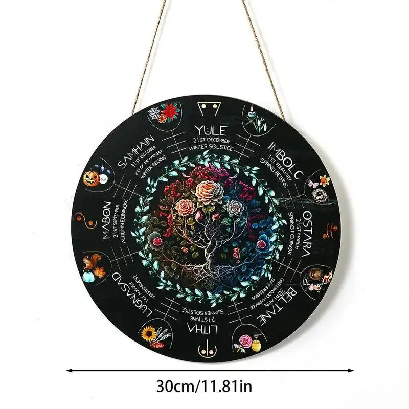 Boxwood wooden decorative pendant with disc design options including cat, owl, star, rose, and triangle.