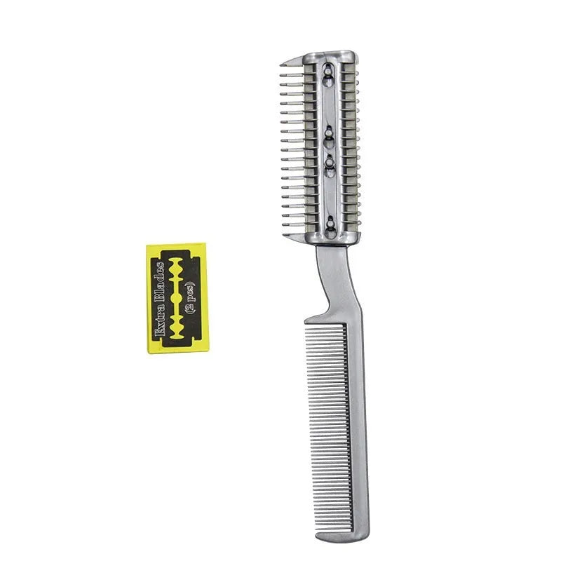 Plastic pet hair cleaning comb with removable stainless steel blade for dogs and cats