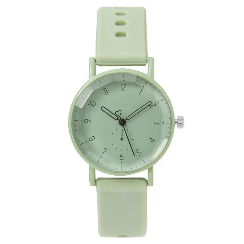 Women's digital silicone quartz watch with 33mm dial in mint green colour cartoon design