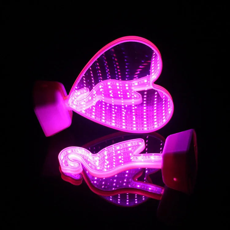 LED double-sided love tunnel light with rose red illumination on decorative base