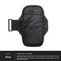 Outdoor cycling arm sleeve phone pouch in black holding a 7.2 inch phone on a cyclist's arm