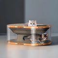 White transparent Diamond 2-in-1 cat nest tunnel with integrated scratch board, dimensions 58x45x23cm