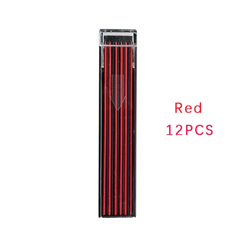 Box of 12 rainbow-coloured 0.5mm mechanical pencil lead refills with plastic barrels