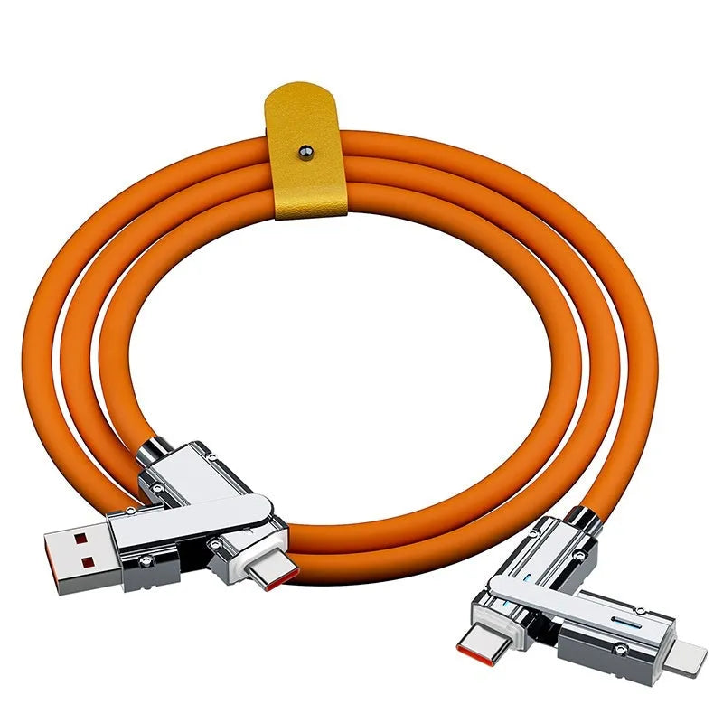 Orange fast charge mobile phone charging cable with zinc alloy connector, 1m length