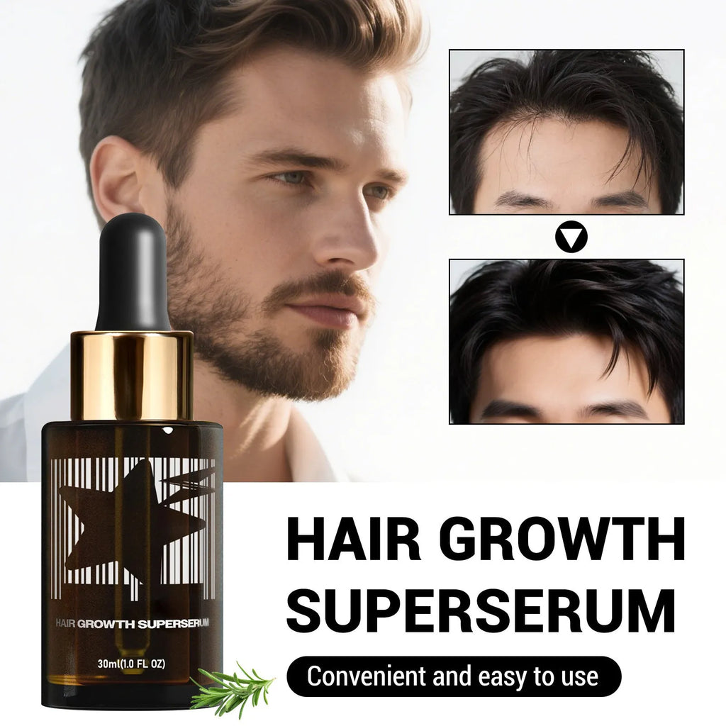 Lightning Star Men's Dense Hair Treatment Oil 30ml white bottle on a plain background