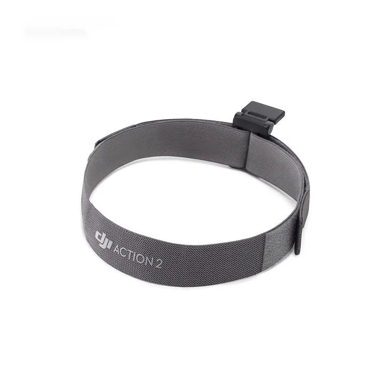 DJI Osmo Action 2 magnetic suction headband with polyester strap and plastic mount on a white background