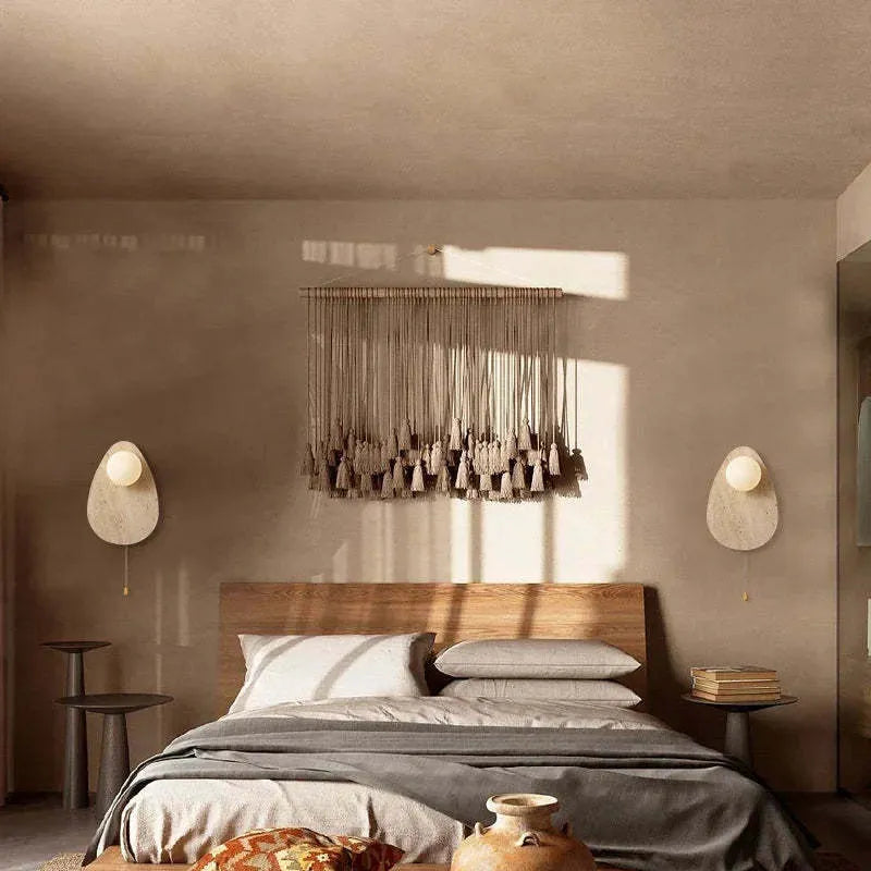 Yellow cave stone marble LED wall lamp with warm white light for bedroom bedside background