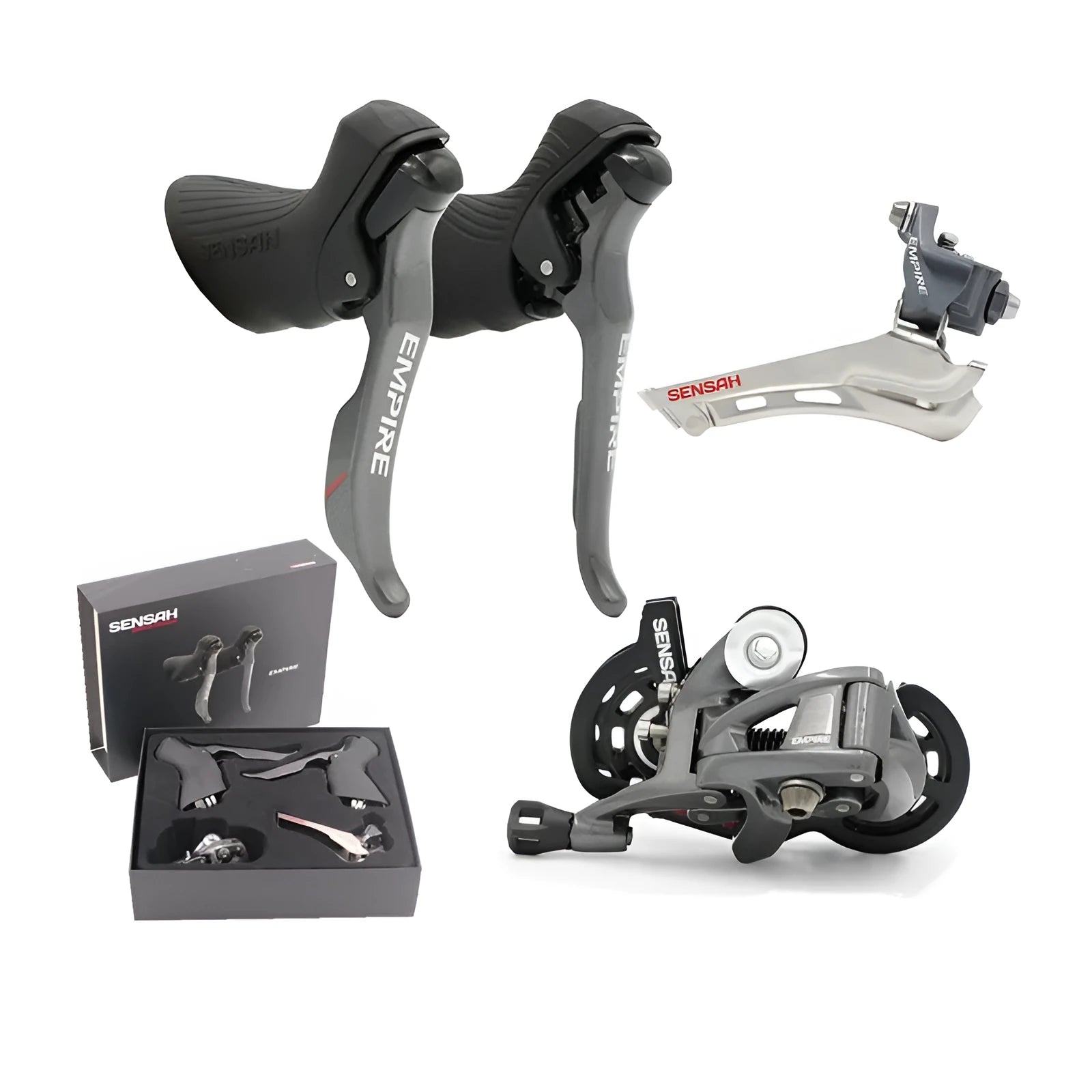 Road bike aluminium transmission kit with scattered beads, pendant and chain components