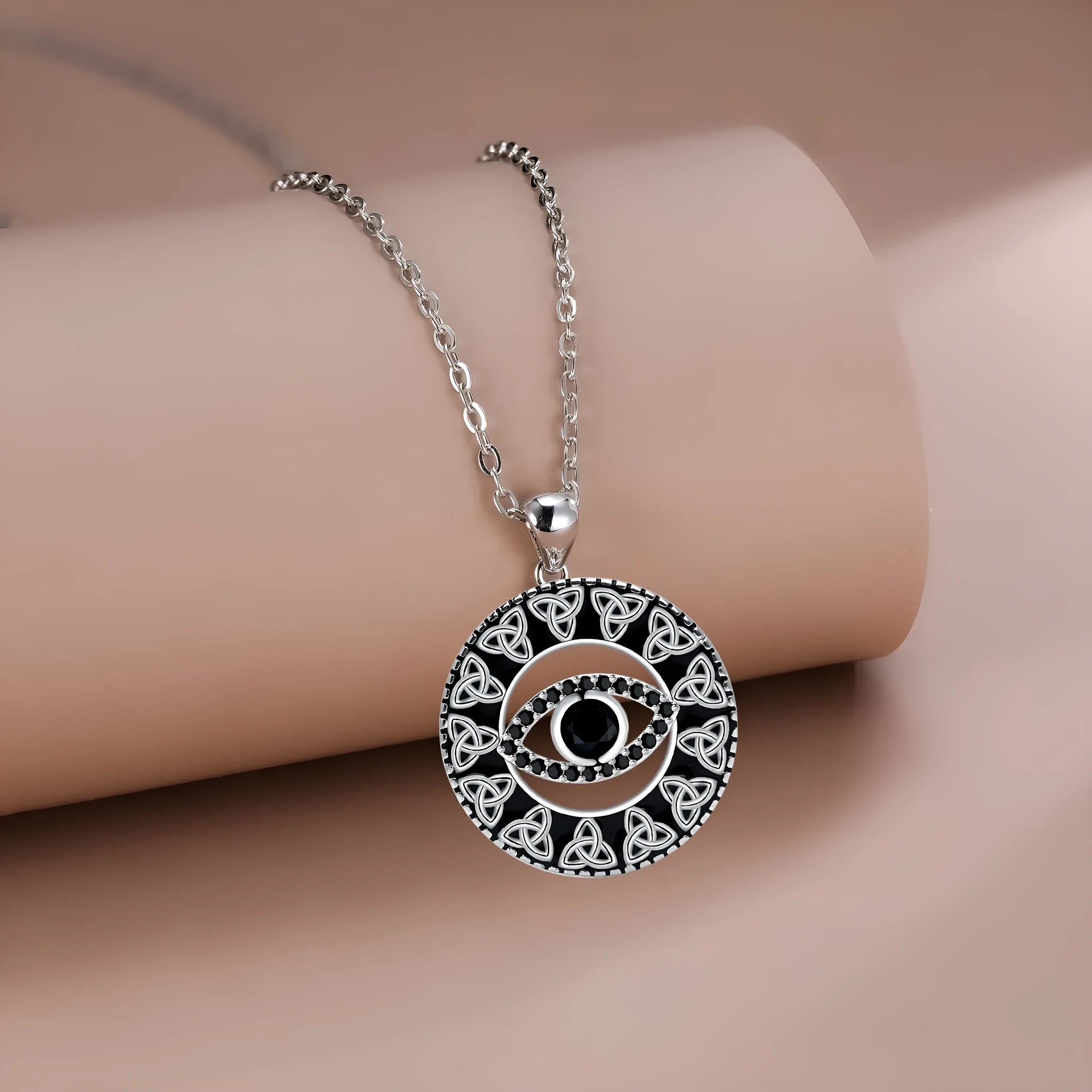 Copper Devil's Eye necklace with cross chain design for women