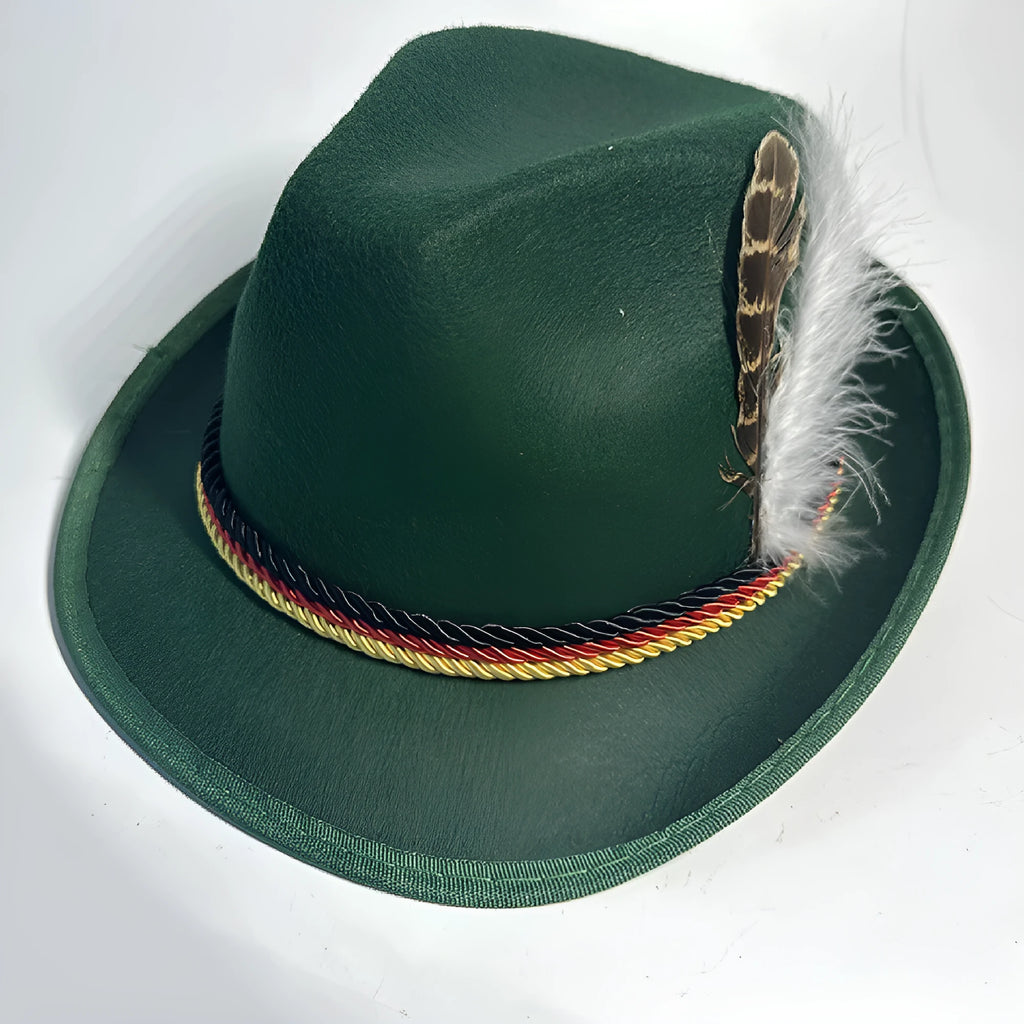 Performance Composite Turkey Feather Hat velvet fedora jazz hat in light gray with feather decoration