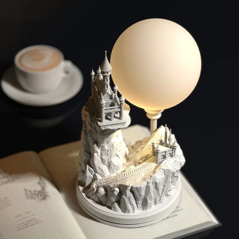 White composite gypsum table lamp with plug-in cord and wire control switch for bedroom night light
