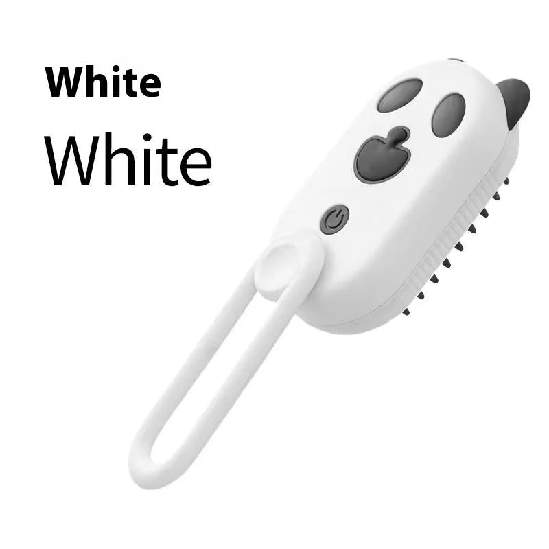 Avocado green pet grooming brush with comb teeth and spray massage attachment on handle.
