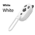 Avocado green pet grooming brush with comb teeth and spray massage attachment on handle.