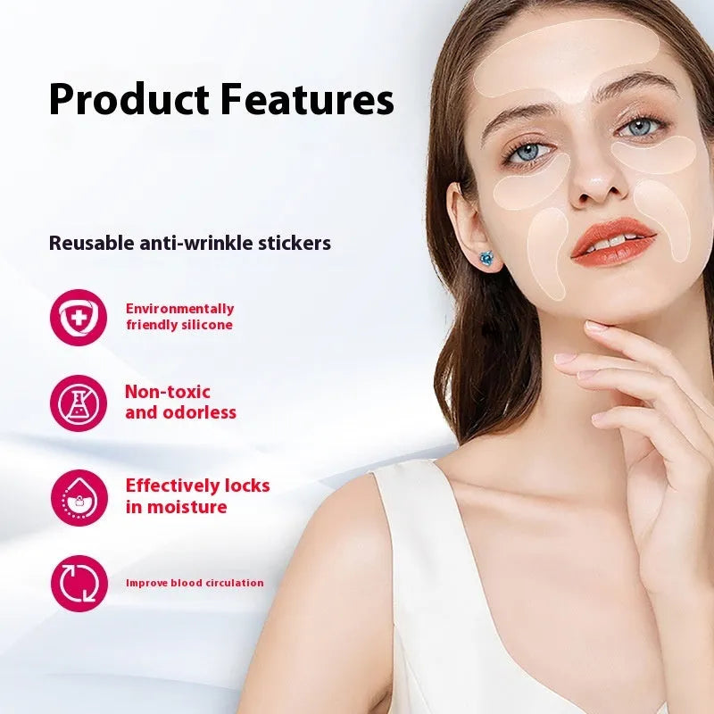 Five silicone anti-wrinkle face patches for wrinkle removal and prevention