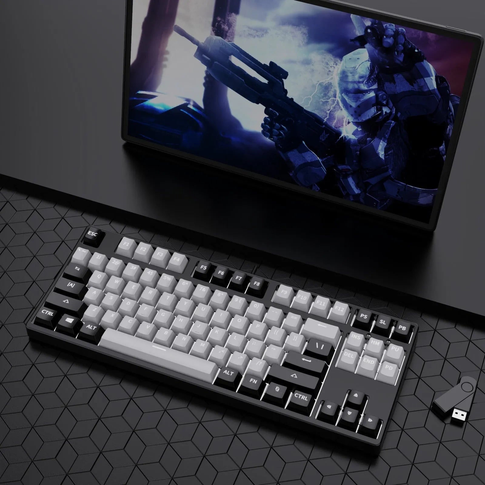 87-key wired mechanical keyboard with two-colour backlighting and hot-swappable switches