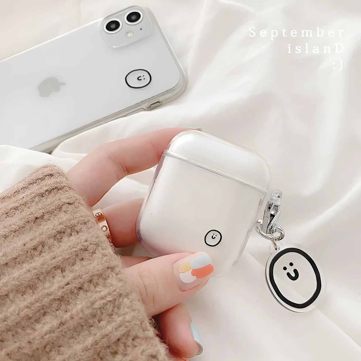 Transparent flexible TPU soft shell headphone cover for AirPods Pro and Airpods 1/2 in white colour