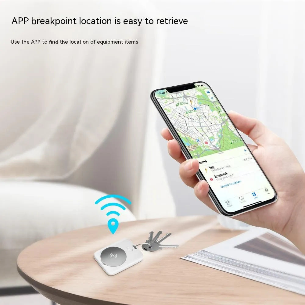 White ABS plastic pet tracking device for Apple users with portable wearing design