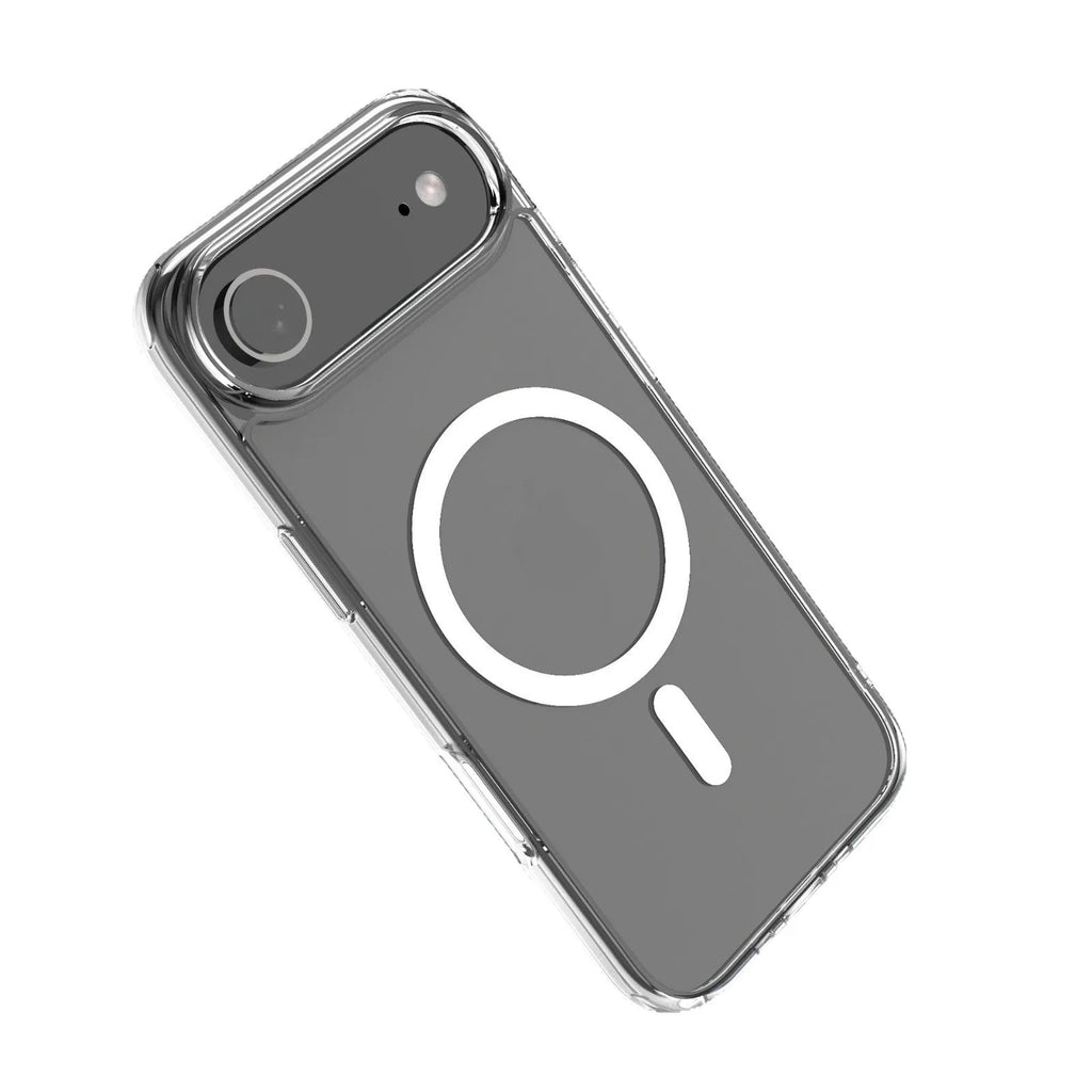 Transparent magnetic phone case for iPhone 17 series showing clear design with magnetic elements