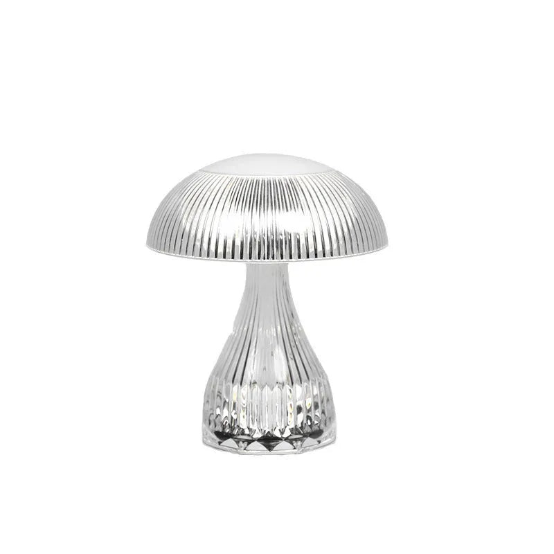 White touch control USB rechargeable night lamp with acrylic light body on a table.