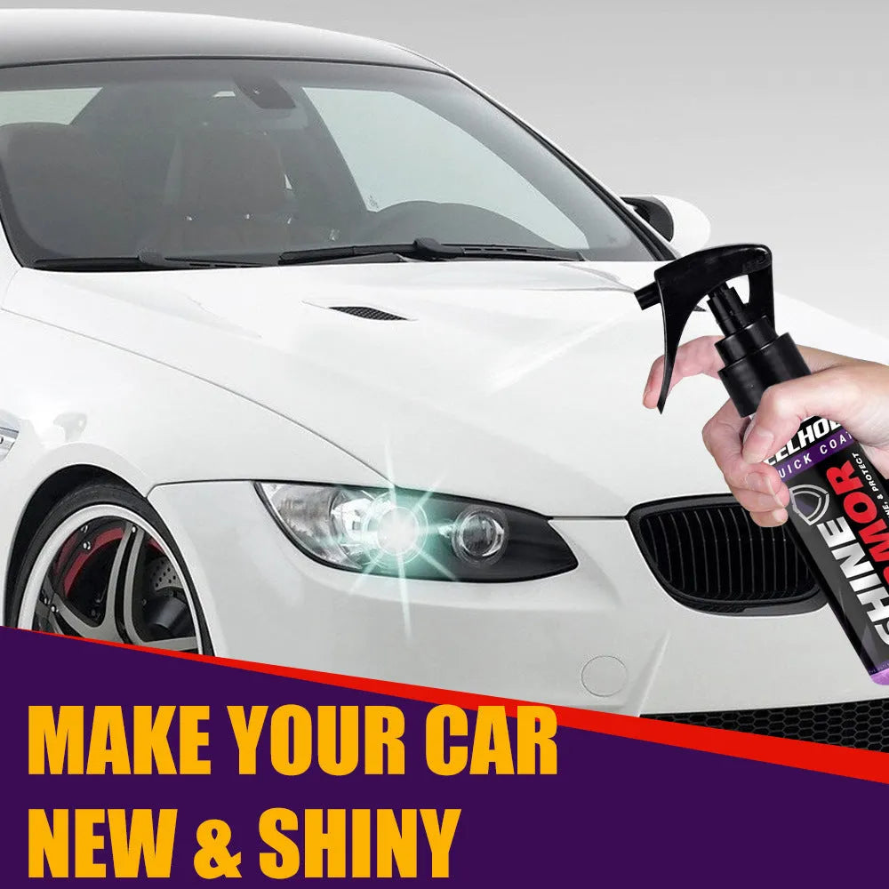 Purple nano car coating spray wax bottle with hand sprayer.