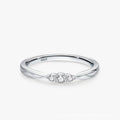 S925 sterling silver ripple wave gang drill small ring on white background, white gold colour texture