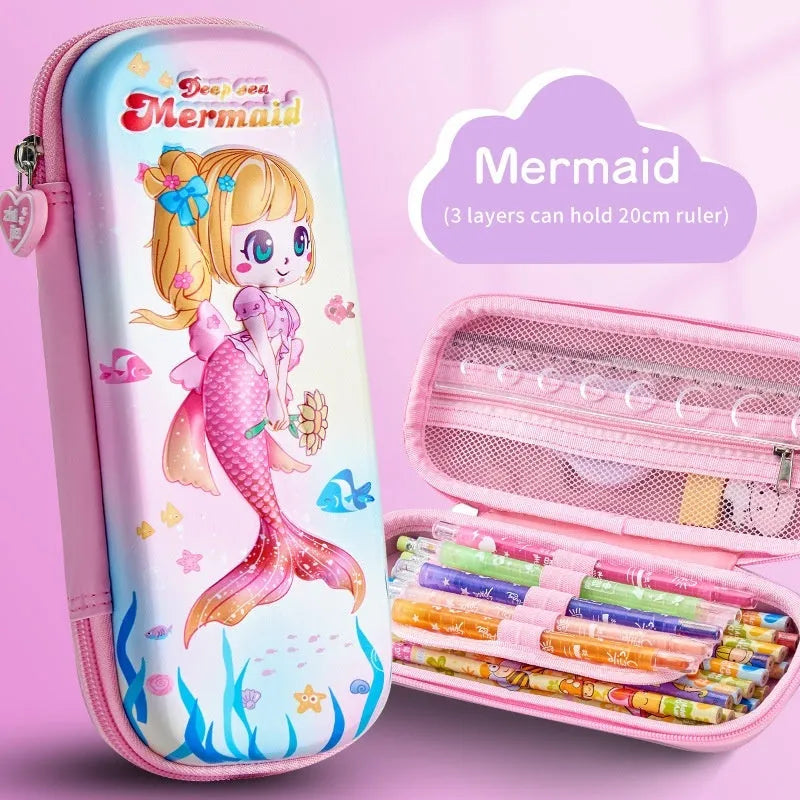 3D leather pencil case with embossed spaceship design organising pens and pencils