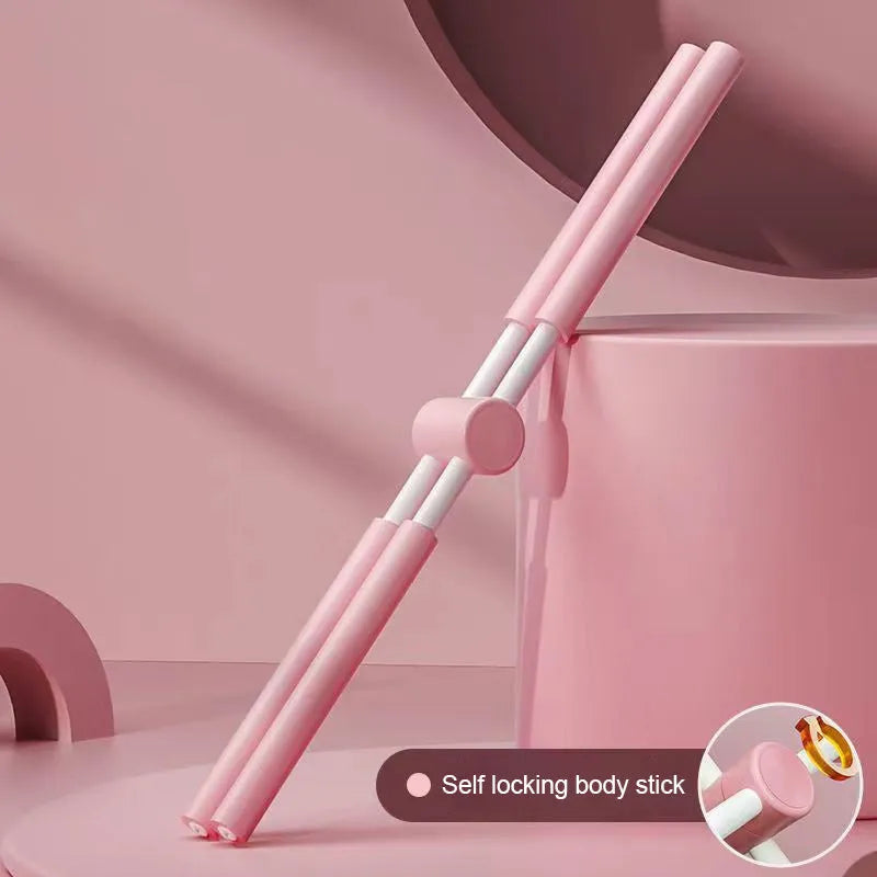 Cross body massage stick with stainless steel core and foam handle in four colour options.
