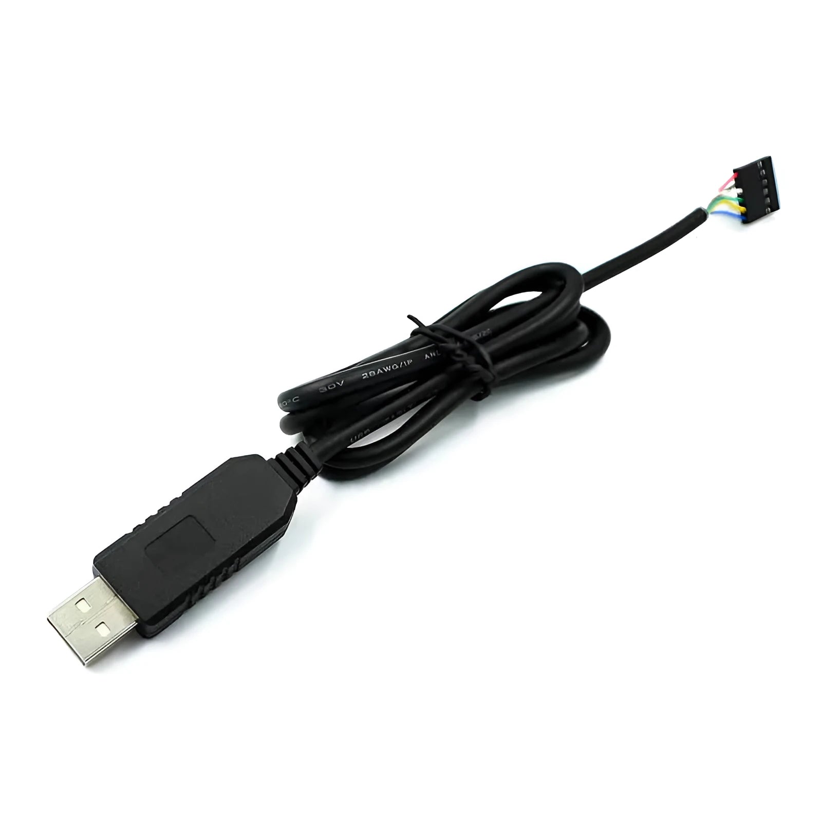 Black FT232 USB to TTL download cable with 6-pin connector and 1 metre length for programming
