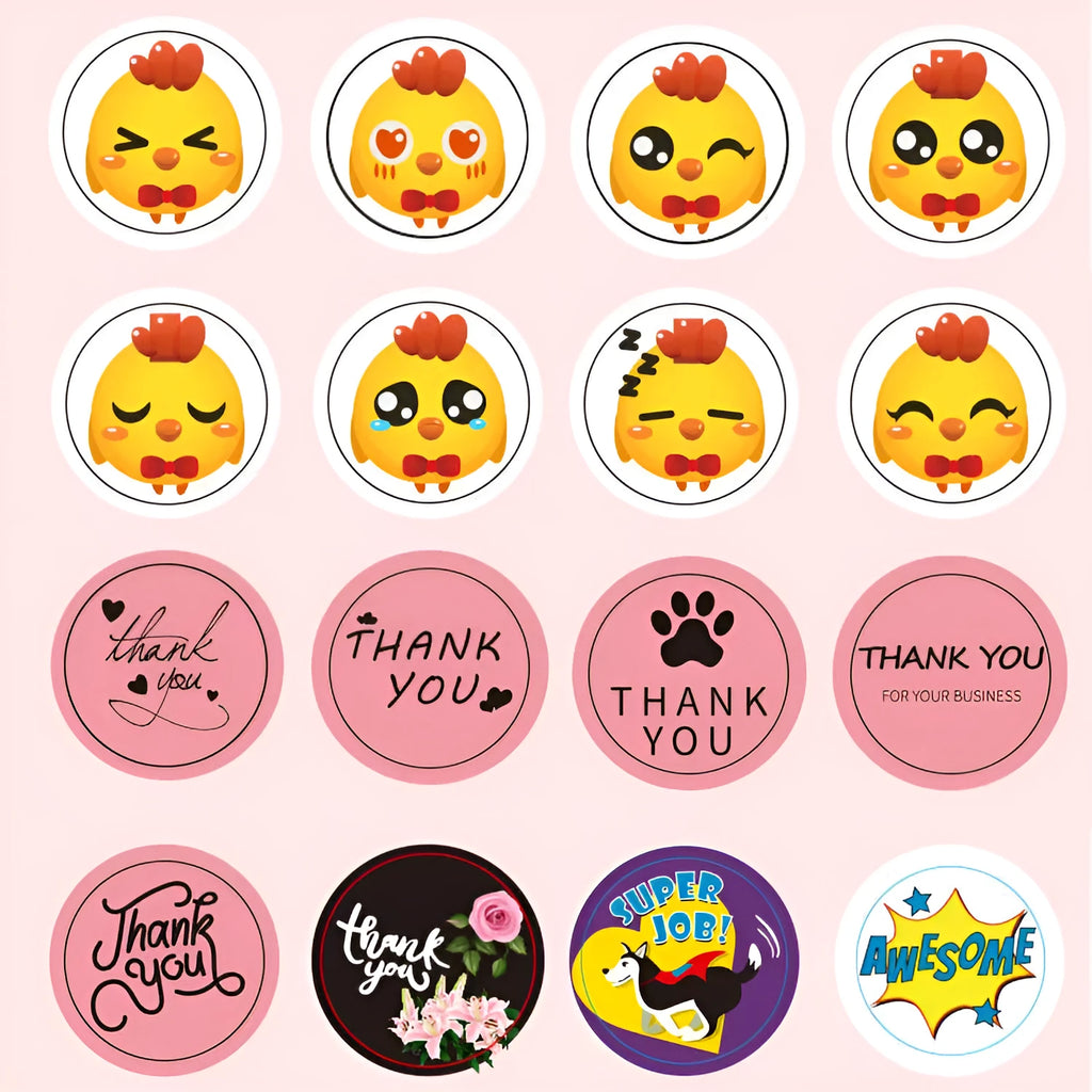 500-piece roll of Halloween pumpkin pattern PVC stickers in candy colours, 1 inch diameter