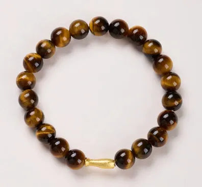 Tigereye small fish pendant handmade beaded bracelet with natural stone beads in 6mm size