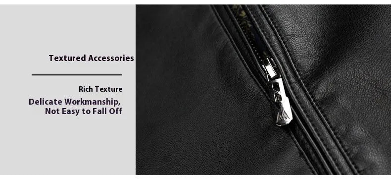 Genuine leather jacket with thin fleece lining in brown colour-block lapel design for men