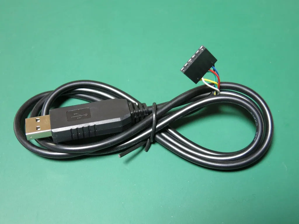 Black FT232 USB to TTL download cable with 6-pin connector and 1 metre length for programming