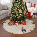 Plush Christmas tree floor mat in festive snowflake star design on wooden floor