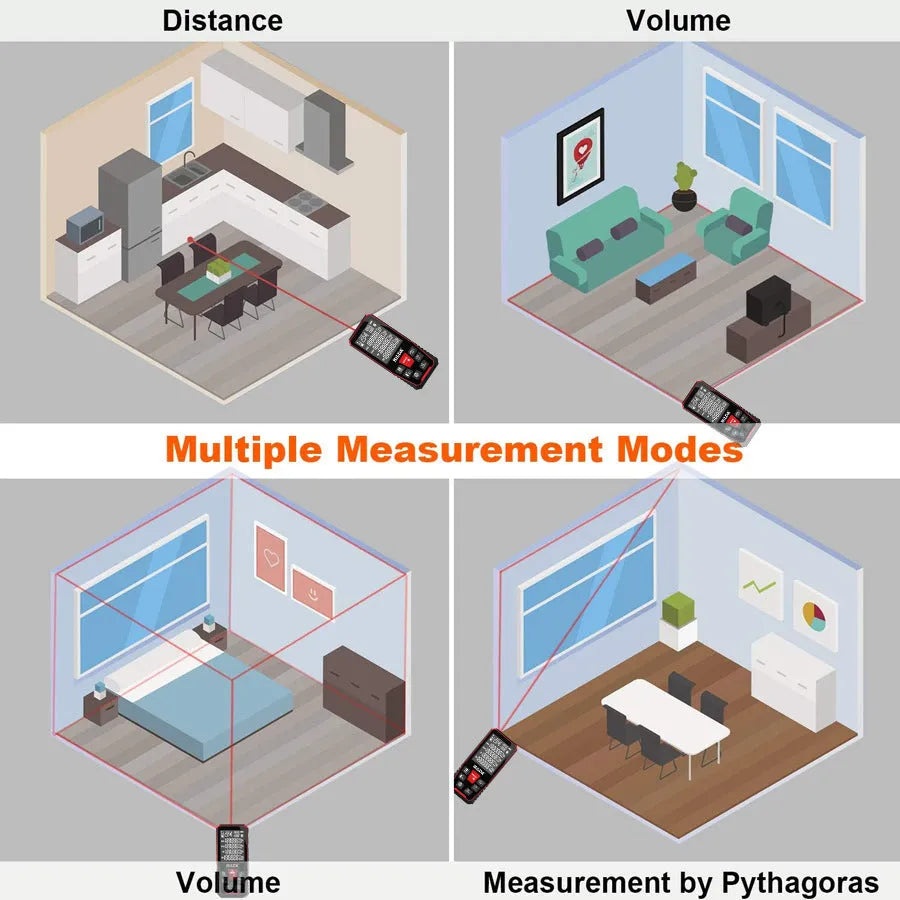 Handheld laser rangefinder distance measuring device with plastics housing for room and building measurement