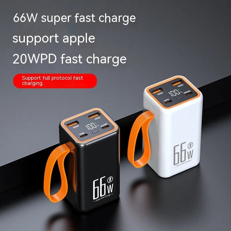 Black and white PD66W fast charge 20000 mAh portable power bank
