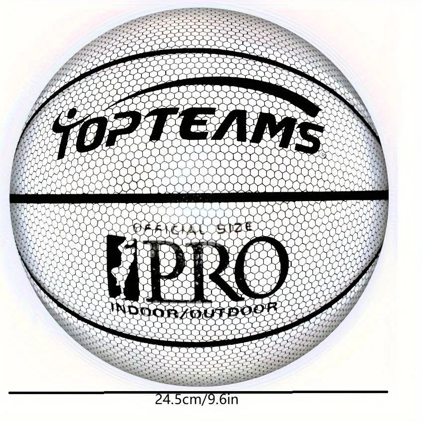 Holographic luminous reflective basketball No. 7 size with glow properties