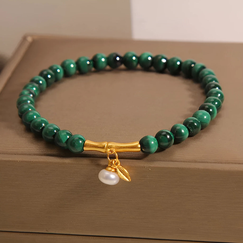 Women's white crystal lucky bamboo bracelet with adjustable high-rise design