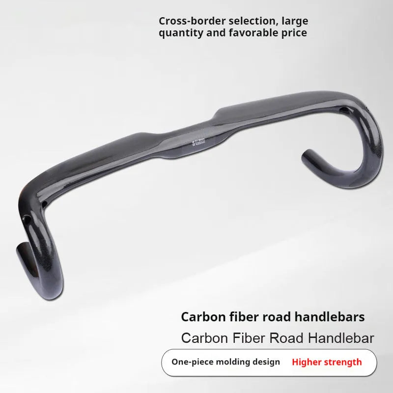 Black Grey Silver carbon fibre road bicycle drop handlebar shown in 400mm 420mm 440mm width options
