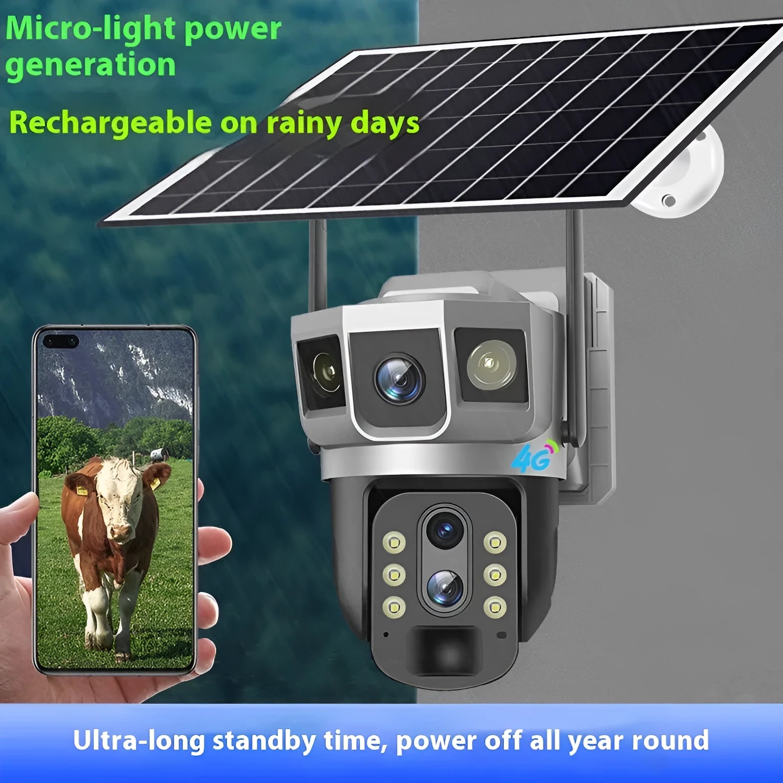 V380 outdoor smart security camera with 4G connectivity and 10x zoom lens