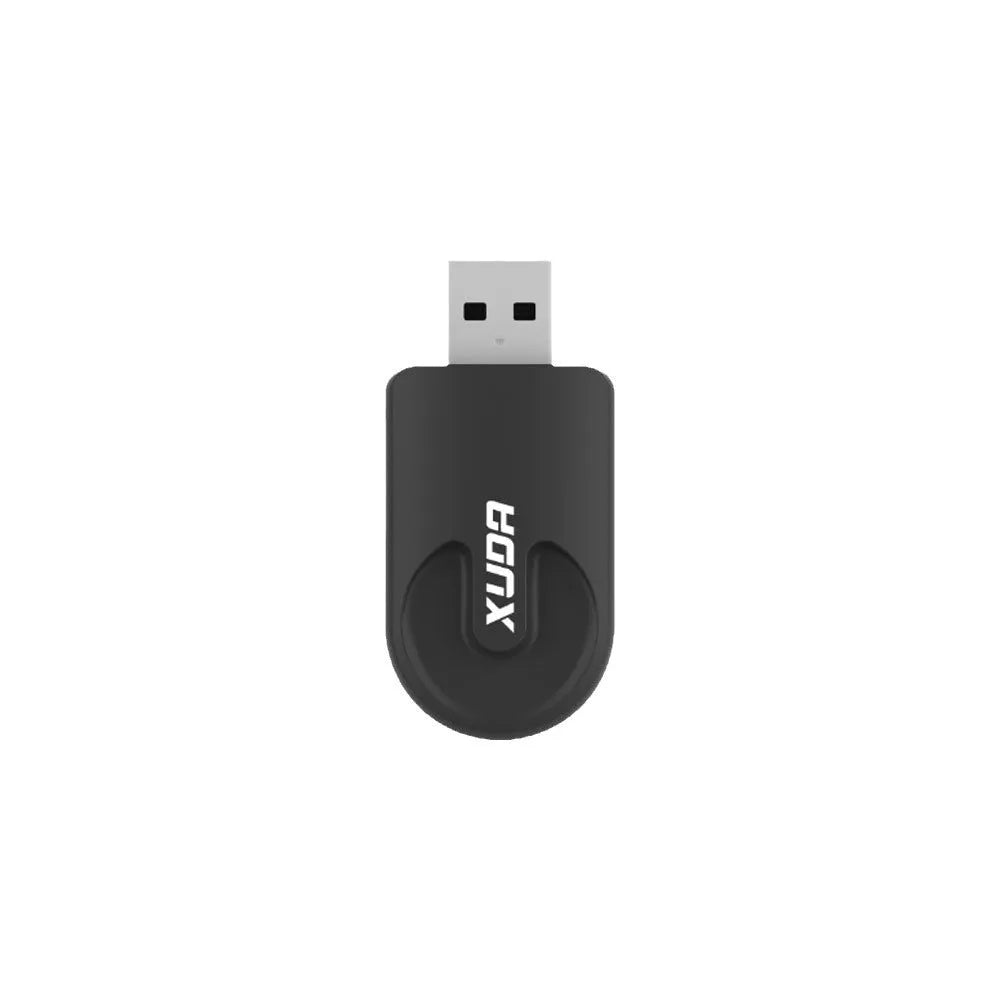 Black mini 2-in-1 CarPlay USB wireless adapter showing compact dimensions