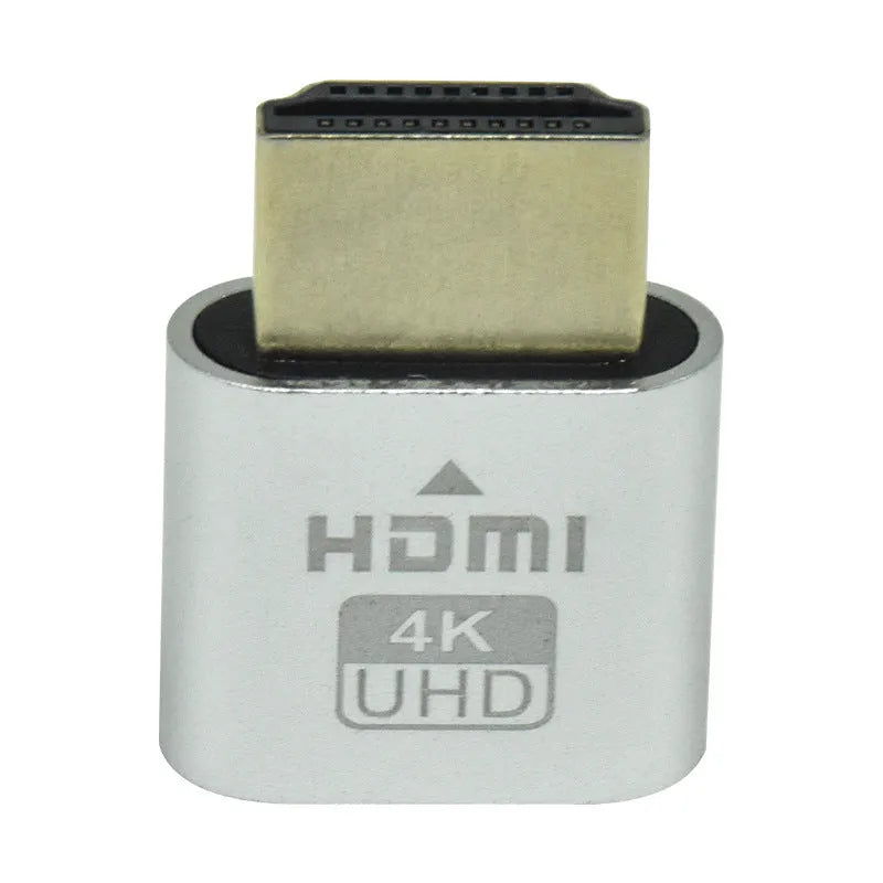 Compact 26.5mm long HDMI dummy plug in gold finish for virtual display on graphics card.